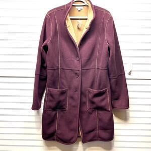 NWOT Susan Graver Reversible Fleece Coat Size S Wine/Tan